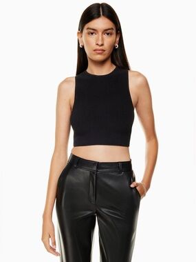 Aritzia Babaton Sculpt Knit Racer Cropped Tank 
racerback Black Ribbed